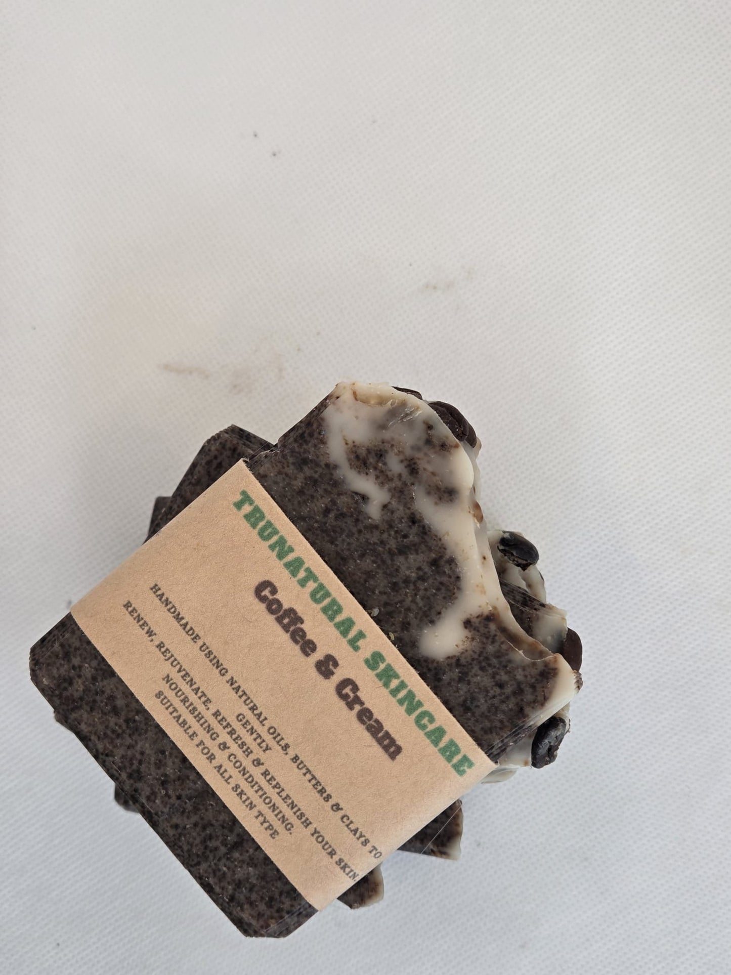 Trunatural Skincare Coffee & Cream Cold Process Soap Bar Scented with Vanilla & Sandalwood Essential Oils - Vegan Handmade Natural Skincare for Daily Skin Repair, Lift, Firm, Moisturize, and Hydrate