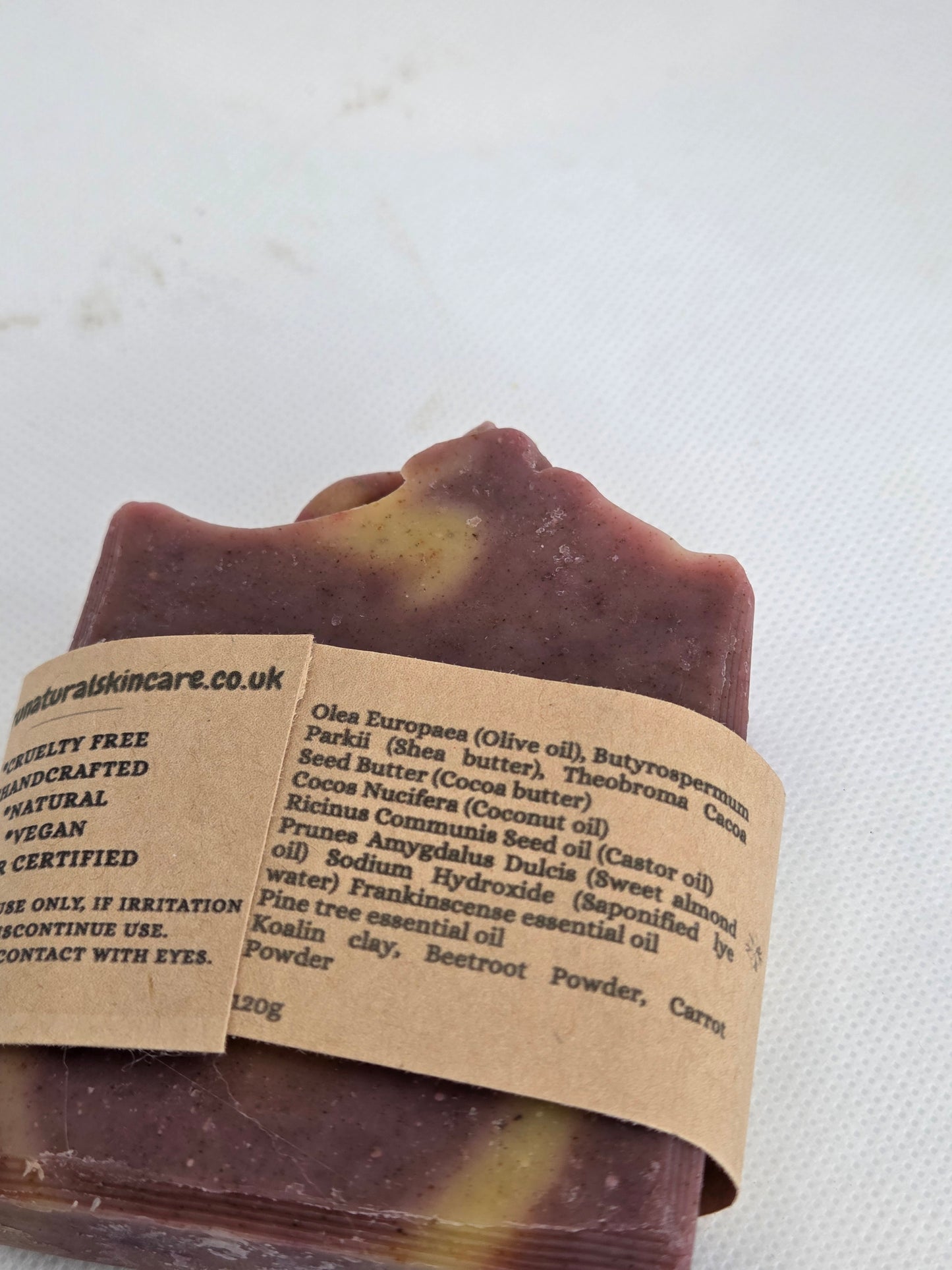 Carrot & beetroot cold process soap bar with frankinscence & pine tree essential oil Body Care Cocoa Olive Cleanser Cleansing Shea Coconut Daily Skin Repair Lift Firming
