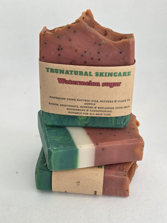 Watermelon sugar coldprocess soap bar  poppy seed Body Care Cocoa Olive Cleanser Cleansing Shea Coconut Daily Skin Repair natural Moisture Moisturizer Hydrating Moisturizing Lift Firming