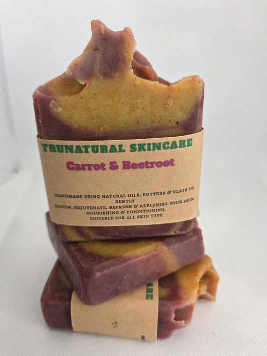 Carrot & beetroot cold process soap bar with frankinscence & pine tree essential oil Body Care Cocoa Olive Cleanser Cleansing Shea Coconut Daily Skin Repair Lift Firming